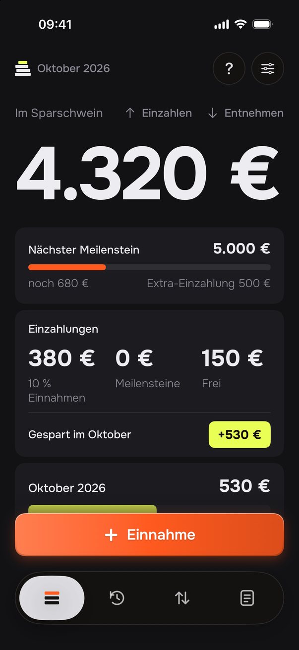 Das Sparschwein im dunklen Design.