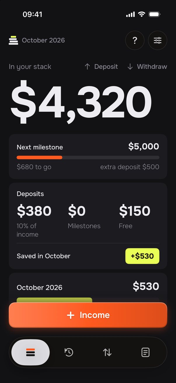 The stack in the dark theme.