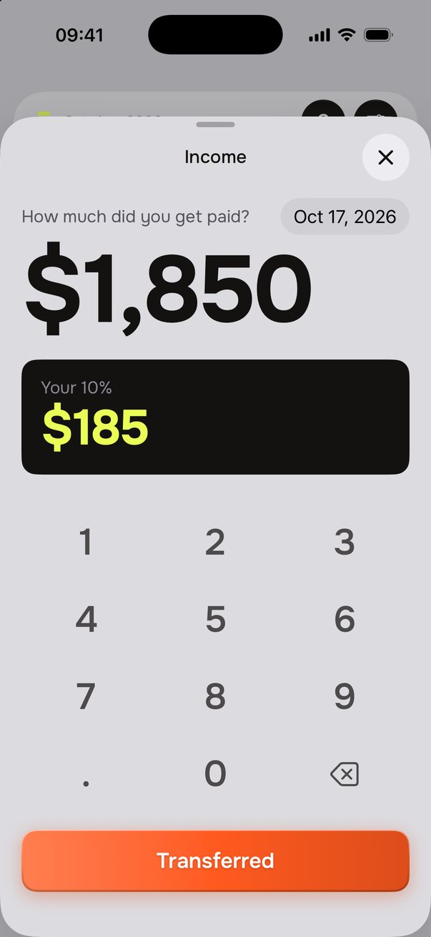 Income of $1,850: your 10% is $185.