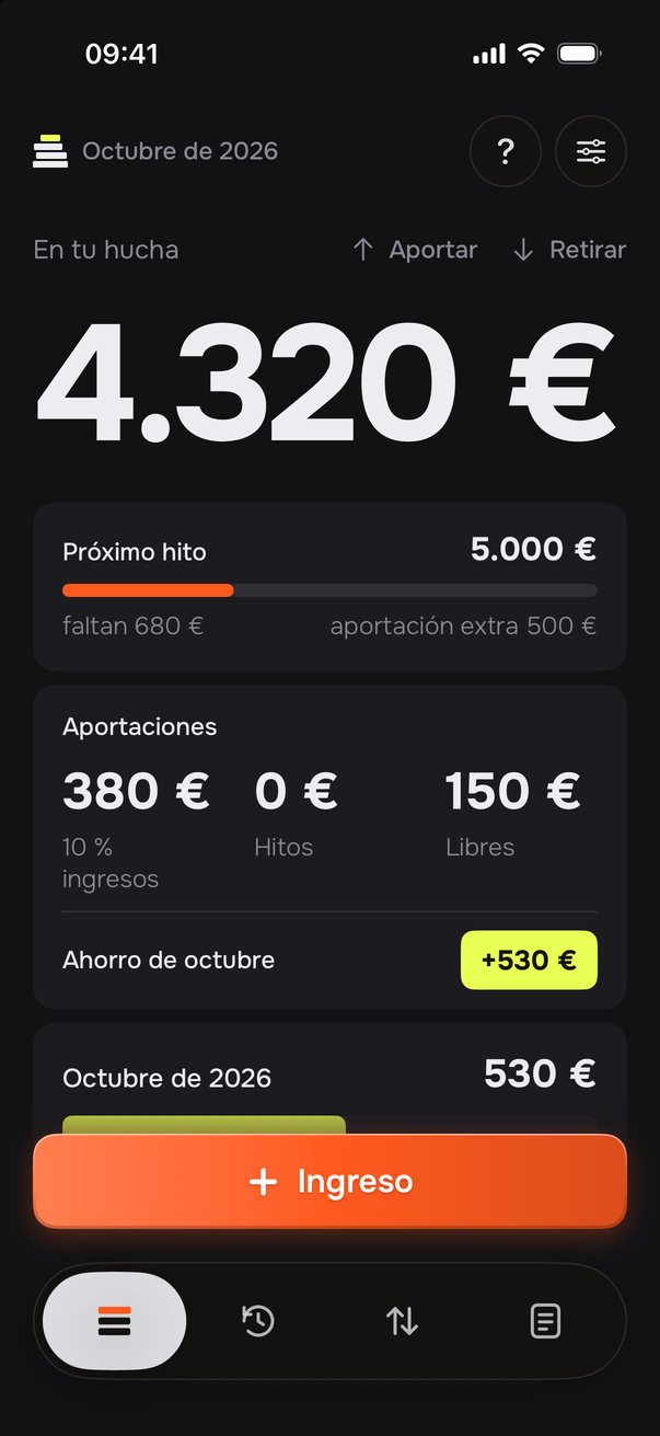La hucha con el tema oscuro.