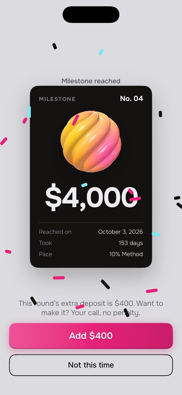 A milestone with confetti, Pink palette