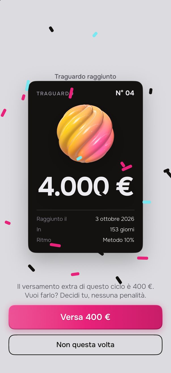 Un traguardo con i coriandoli, palette Rosa